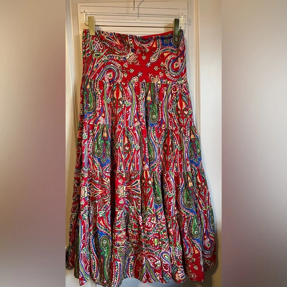 Ralph Lauren Tiered Paisley Print Maxi Skirt Size XS - Picture 2 of 8